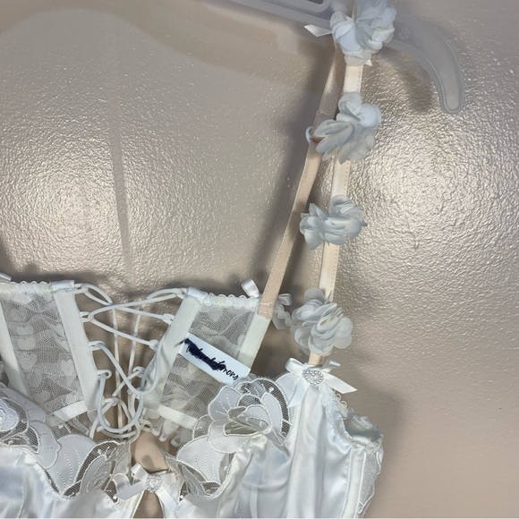 For Love & Lemons Amore Maxi Slip Dress Hearts Bows Pearls - Picture 14 of 16